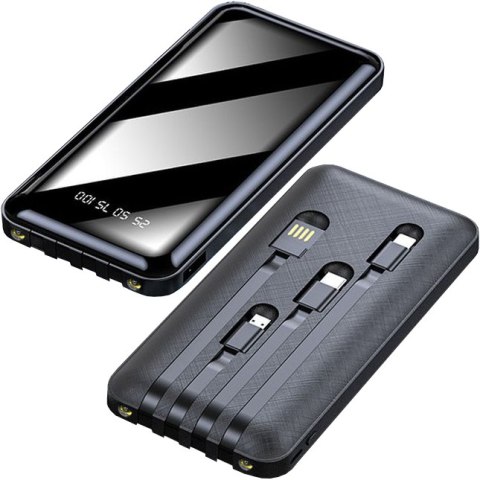 Powerbank 10000Mah 4Xkabel Usb-C/Microusb/Lightning Led Szybkie Ładowanie