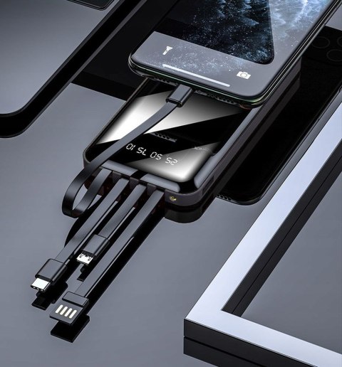 Powerbank 10000Mah 4Xkabel Usb-C/Microusb/Lightning Led Szybkie Ładowanie