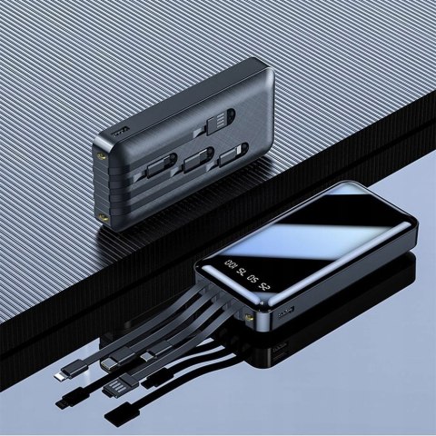 Powerbank 10000Mah 4Xkabel Usb-C/Microusb/Lightning Led Szybkie Ładowanie