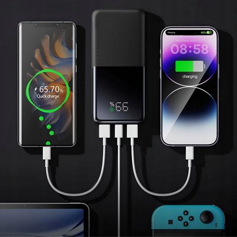 Powerbank 20000Mah 22.5W 3X Usb Qc Pd Usb-C Led Szybkie Ładowanie Czarny