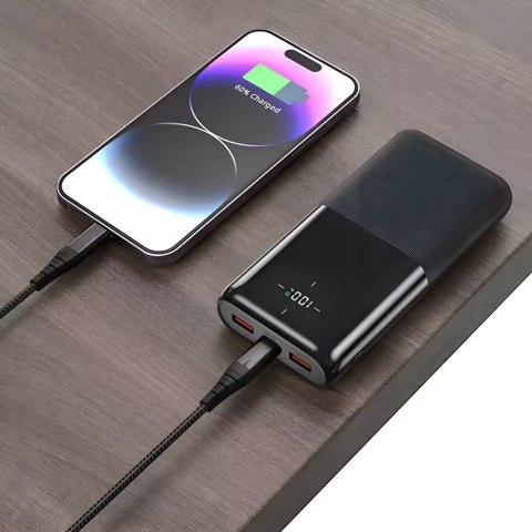 Powerbank 20000Mah 22.5W 3X Usb Qc Pd Usb-C Led Szybkie Ładowanie Czarny