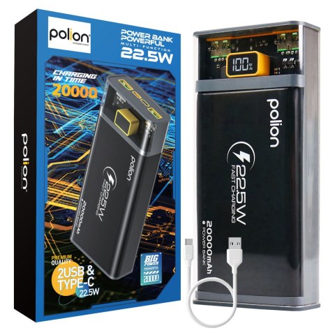 Powerbank 20000Mah 22.5W Usb-C Usb-A Szybkie Ładowanie Pass-Through Led