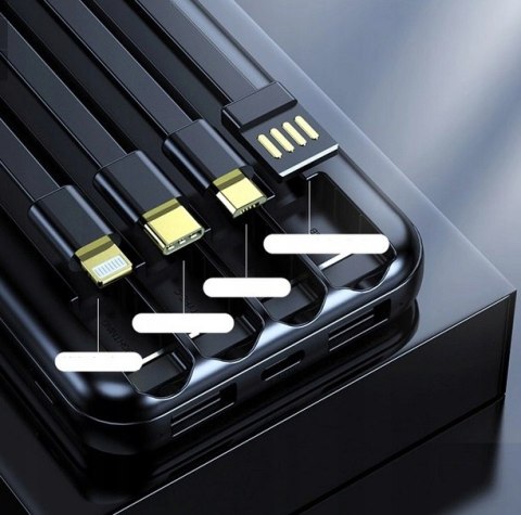 Powerbank 20000Mah Latarka 8X Usb Szybkie Ładowanie Led Czarny Wyświetlacz