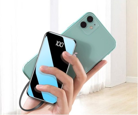 Powerbank 20000Mah Latarka 8X Usb Szybkie Ładowanie Led Czarny Wyświetlacz
