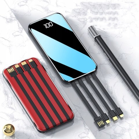 Powerbank 20000Mah Latarka 8X Usb Szybkie Ładowanie Led Czarny Wyświetlacz