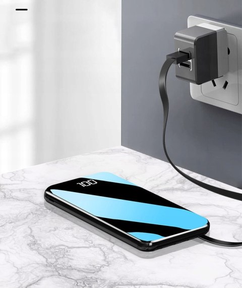 Powerbank 20000Mah Latarka 8X Usb Szybkie Ładowanie Led Czarny Wyświetlacz