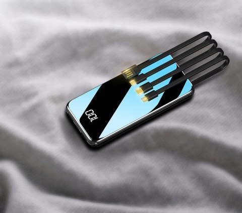 Powerbank 20000Mah Latarka 8X Usb Szybkie Ładowanie Led Czarny Wyświetlacz