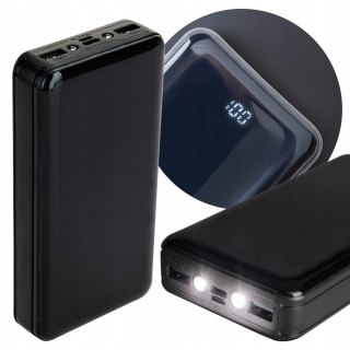 Powerbank 20000Mah Mocny Latarka Led 2Xusb Micro+C 2,1A Szybkie Ładowanie