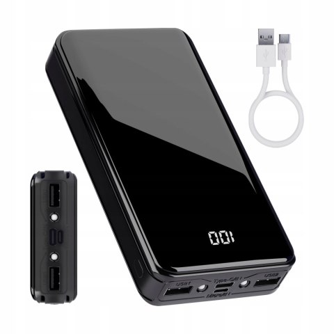 Powerbank 20000Mah Mocny Latarka Led 2Xusb Micro+C 2,1A Szybkie Ładowanie