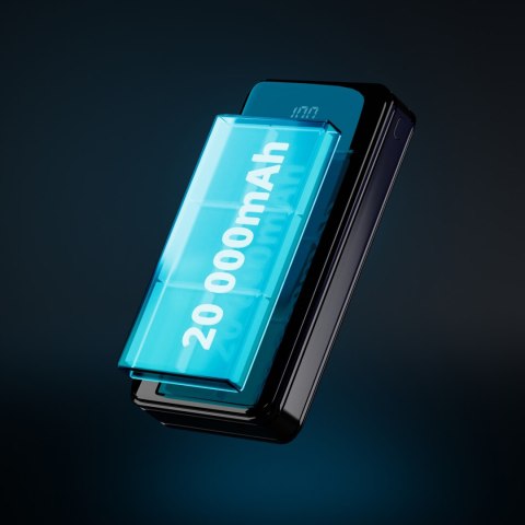 Powerbank 20000Mah Mocny Latarka Led 2Xusb Micro+C 2,1A Szybkie Ładowanie