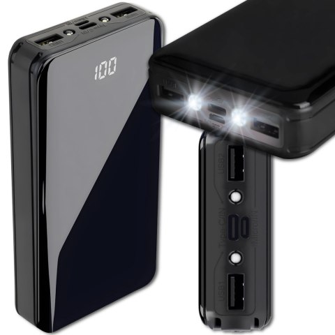 Powerbank 20000Mah Usb Usb-C Szybkie Ładowanie Latarka Led Wyświetlacz