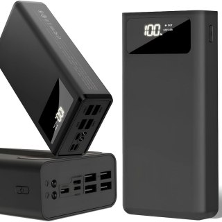 Powerbank 30000Mah Led Ekran 4Xusb Micro Usb-C Szybkie Ładowanie Czarny