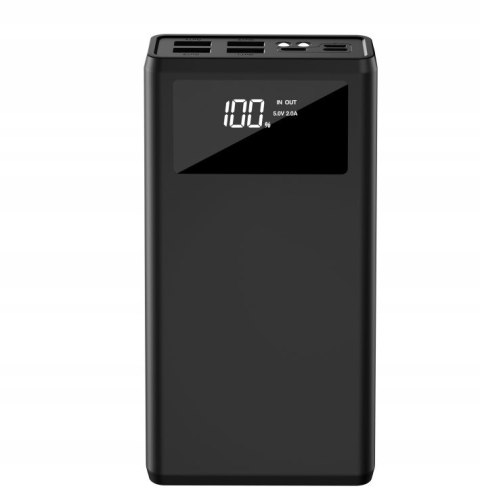 Powerbank 30000Mah Led Ekran 4Xusb Micro Usb-C Szybkie Ładowanie Czarny