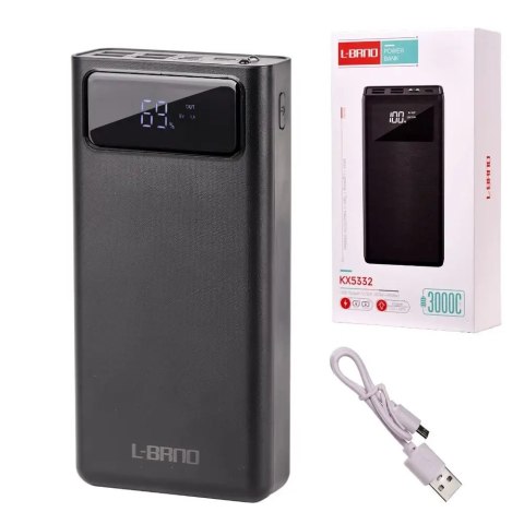 Powerbank 30000Mah Led Ekran 4Xusb Micro Usb-C Szybkie Ładowanie Czarny