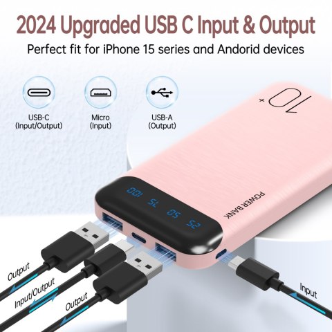 Powerbank Baseus 10000Mah Magnetyczny Indukcyjny 15W Usb-C 20W Led Różowy