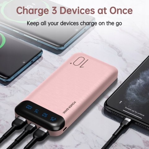 Powerbank Baseus 10000Mah Magnetyczny Indukcyjny 15W Usb-C 20W Led Różowy