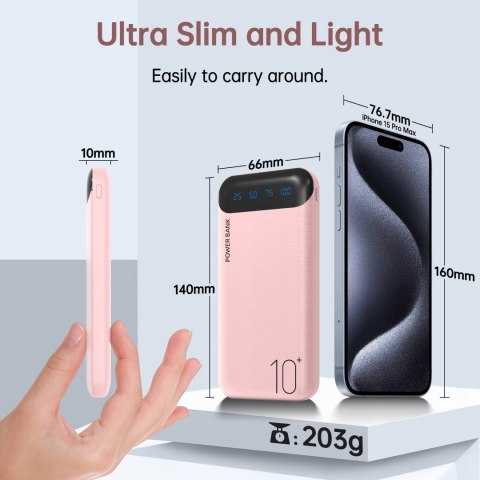 Powerbank Baseus 10000Mah Magnetyczny Indukcyjny 15W Usb-C 20W Led Różowy