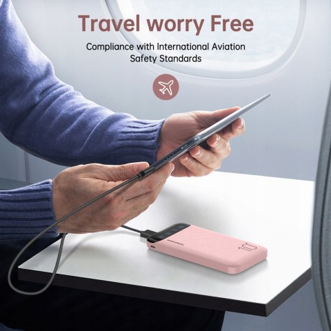 Powerbank Baseus 10000Mah Magnetyczny Indukcyjny 15W Usb-C 20W Led Różowy