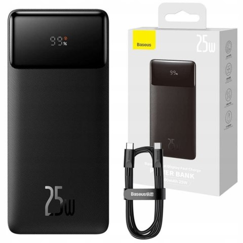 Powerbank Baseus Bipow 20000Mah 25W 3-Porty + Kabel Usb-C Czarny Podróżny