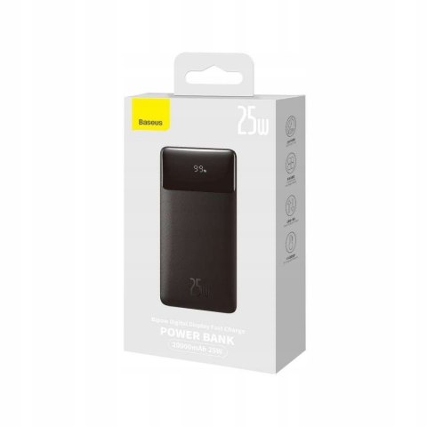 Powerbank Baseus Bipow 20000Mah 25W 3-Porty + Kabel Usb-C Czarny Podróżny