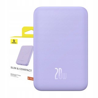 Powerbank Magnetyczny Baseus 5000Mah 20W Bezprzewodowy Fioletowy Usb-C