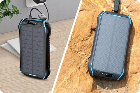 Powerbank Pancerny 33500Mah Ip66 Solarny Z Latarką 2Xusb Usb-C Wodoodporny