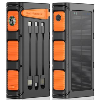 Powerbank Podróżny Solarny 30000Mah Korbka Led Kompas Awaryjny Wodoodporny