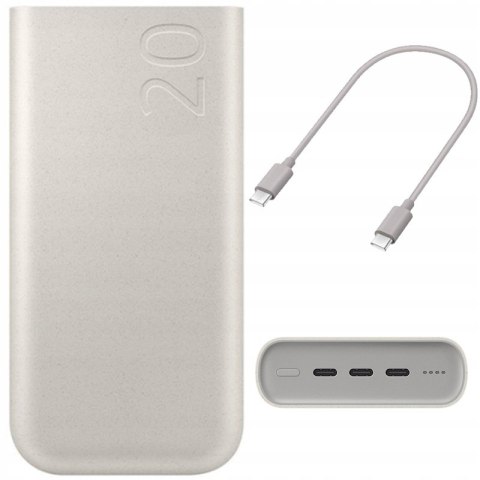 Powerbank Samsung 20 000 Mah 45W 3X Usb-C Pd, Szybkie Ładowanie Beżowy