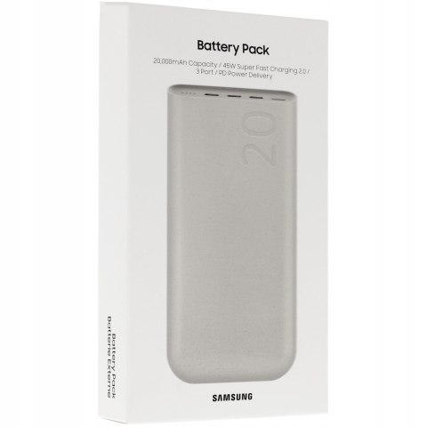 Powerbank Samsung 20 000 Mah 45W 3X Usb-C Pd, Szybkie Ładowanie Beżowy