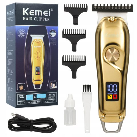 Bezprzewodowa Maszynka Trymer Do Włosów I Brody Kemei Barber Usb Lcd Ostrza