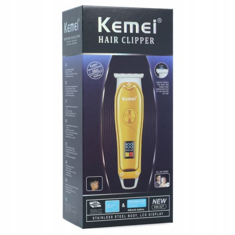 Bezprzewodowa Maszynka Trymer Do Włosów I Brody Kemei Barber Usb Lcd Ostrza