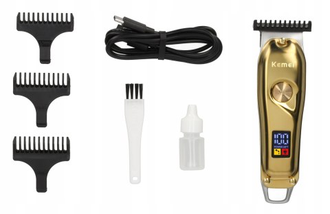 Bezprzewodowa Maszynka Trymer Do Włosów I Brody Kemei Barber Usb Lcd Ostrza