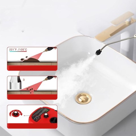 Mop Parowy 2500W 105°C 3 Bar 1H Pracy 6 Prędkości 1000Ml Zestaw 4 Szczotki