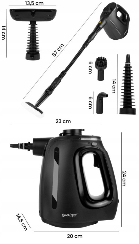 Myjka Parowa Maltec Hds3550w 1350W 3Bar Do Okien Tapicerki Fug Parownica