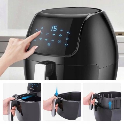 Bezolejowa Czarna Frytkownica Air Fryer 7,7L - 7 Programów, Duży Kosz 1800W