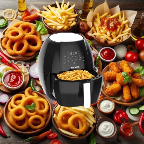 Bezolejowa Czarna Frytkownica Air Fryer 7,7L - 7 Programów, Duży Kosz 1800W