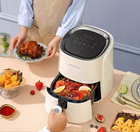 Biała Frytkownica Beztłuszczowa 3.5L 1430W Dotykowy Ekran 7 Programów Timer