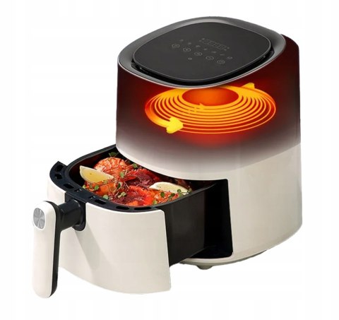 Biała Frytkownica Beztłuszczowa 3.5L 1430W Dotykowy Ekran 7 Programów Timer