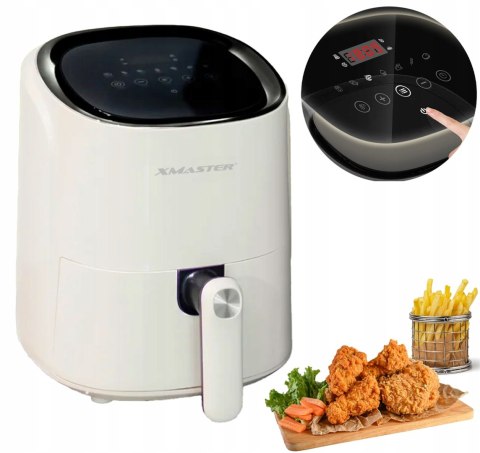 Biała Frytkownica Beztłuszczowa 3.5L 1430W Dotykowy Ekran 7 Programów Timer