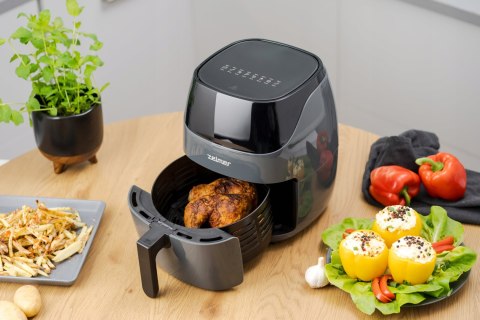 Czarna Frytkownica Beztłuszczowa Zelmer Air Fryer 1500W 5L Zdrowe Smażenie