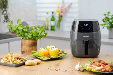 Czarna Frytkownica Beztłuszczowa Zelmer Air Fryer 1500W 5L Zdrowe Smażenie