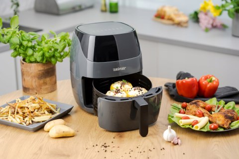Czarna Frytkownica Beztłuszczowa Zelmer Air Fryer 1500W 5L Zdrowe Smażenie