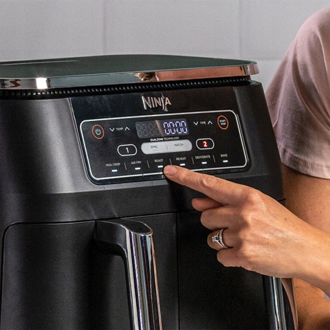 Czarny Ninja Af300eu Dual Zone Frytkownica Beztłuszczowa Z 2 Koszami, 7,6L