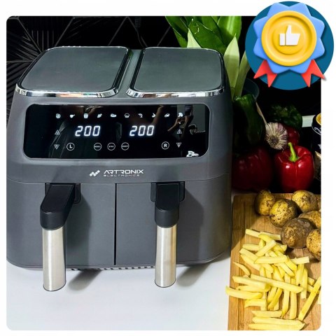 Frytkownica Air Fryer 2800W 8L 2-Komorowa Lcd Bezolejowa Szybkie Gotowanie