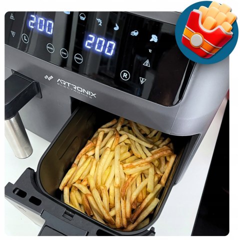 Frytkownica Air Fryer 2800W 8L 2-Komorowa Lcd Bezolejowa Szybkie Gotowanie
