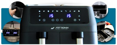 Frytkownica Air Fryer 2800W 8L 2-Komorowa Lcd Bezolejowa Szybkie Gotowanie