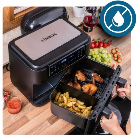 Frytkownica Beztłuszczowa Air Fryer 2400W 12L Xxl, 4W1, 2 Kosze 8 Programów