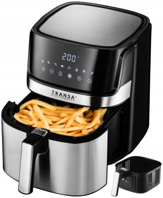 Frytkownica Beztłuszczowa Inox 6L 1700W 8 Programów Dotykowa Lcd Xxl Czarna
