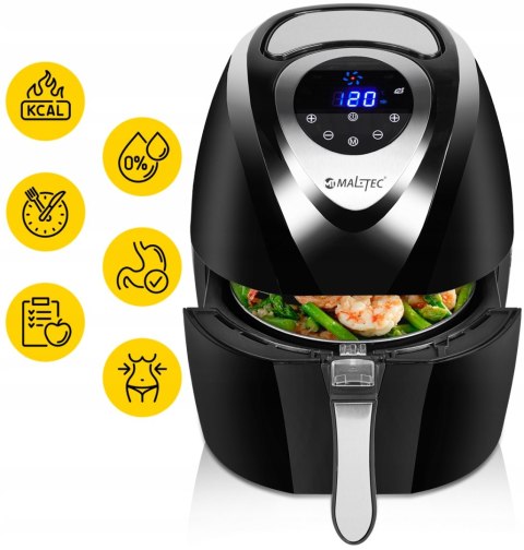 Frytkownica Beztłuszczowa Maltec Airfryer 2500W 4,3L 7 Programów 80-200°C