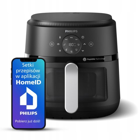 Frytkownica Philips Czarna Airfryer 2000 6,2L - 90% Mniej Tłuszczu Rapidair